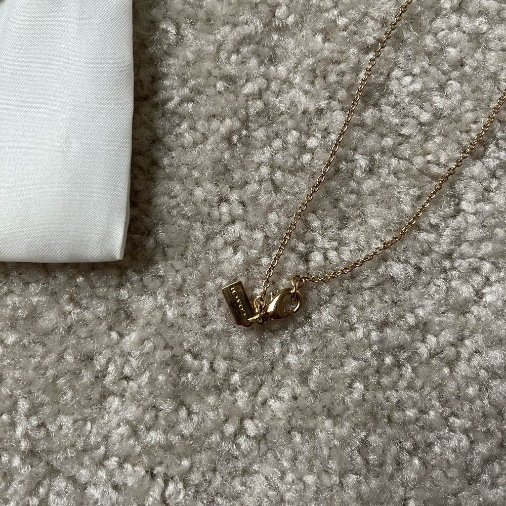 Coach Gold Chain Necklace with Rexy Dinosaur Charm and Dust Bag - Picture 2 of 4